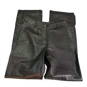 St. John Brown Italian Leather Pants Sz 6